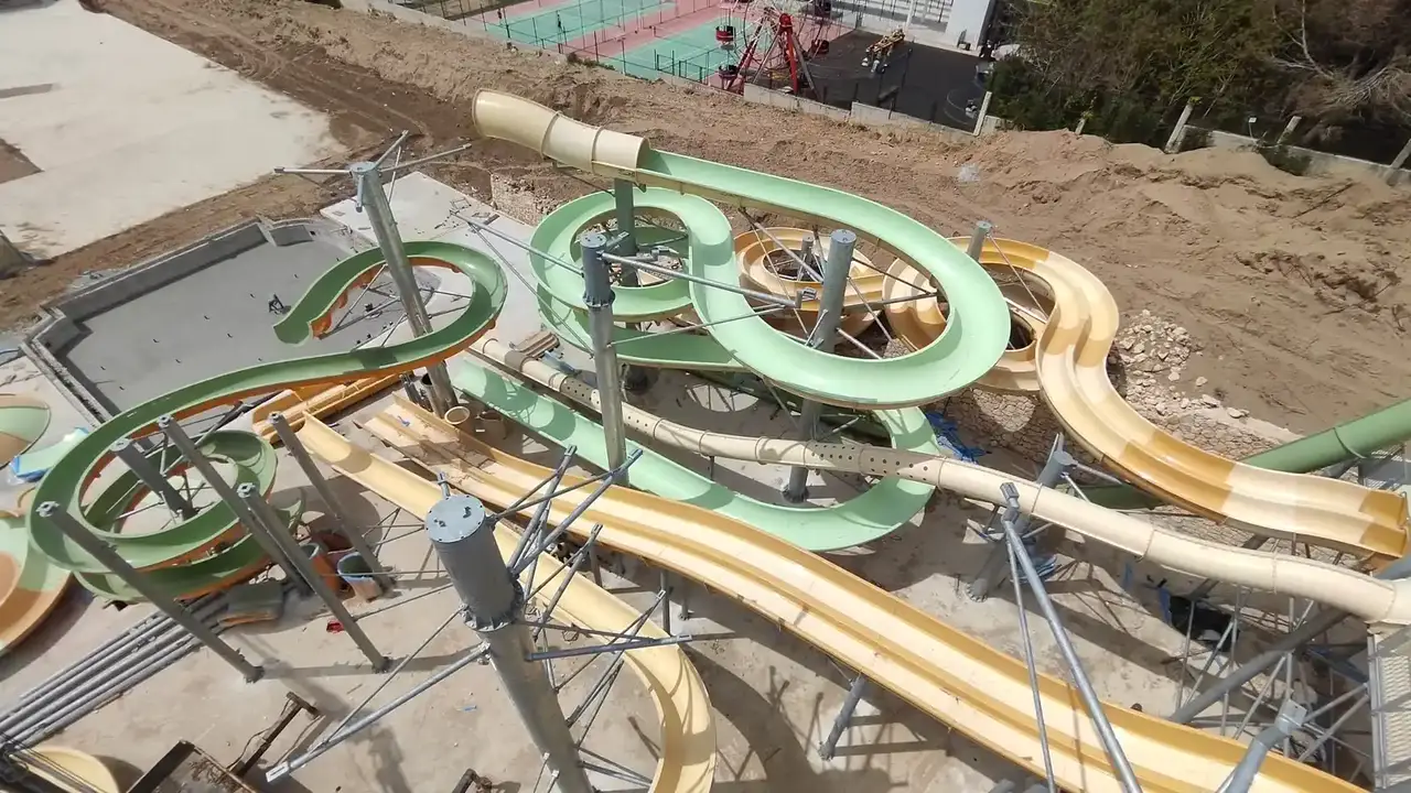 Completed water park ride installation